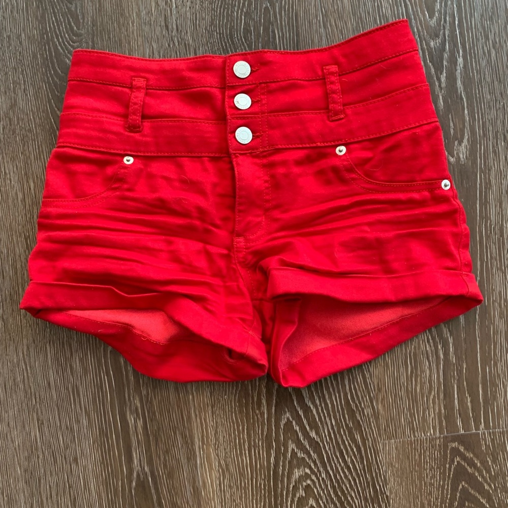 High waisted button up shorts